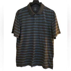 George Men’s Gray and Blue Striped Polo Shirt,Size large (42-44)
